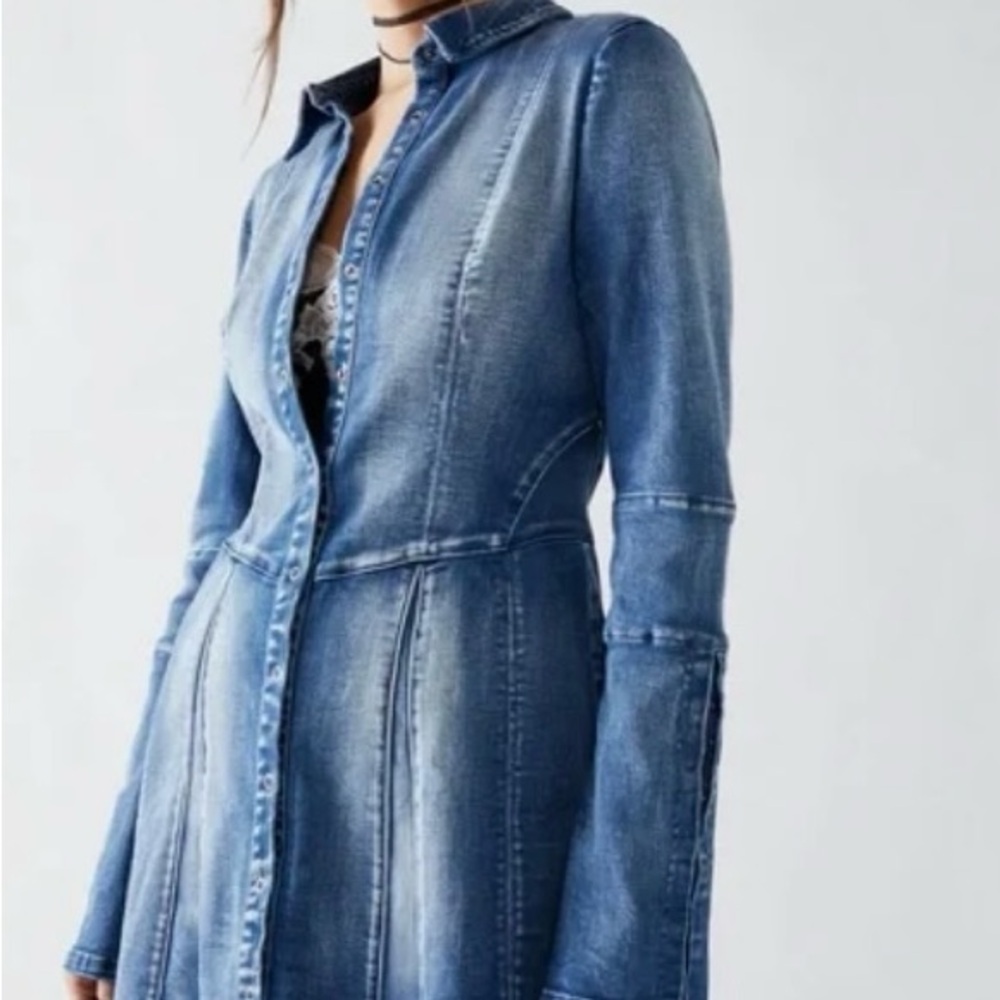 Free People NWT Denim Long-Sleeve Dress